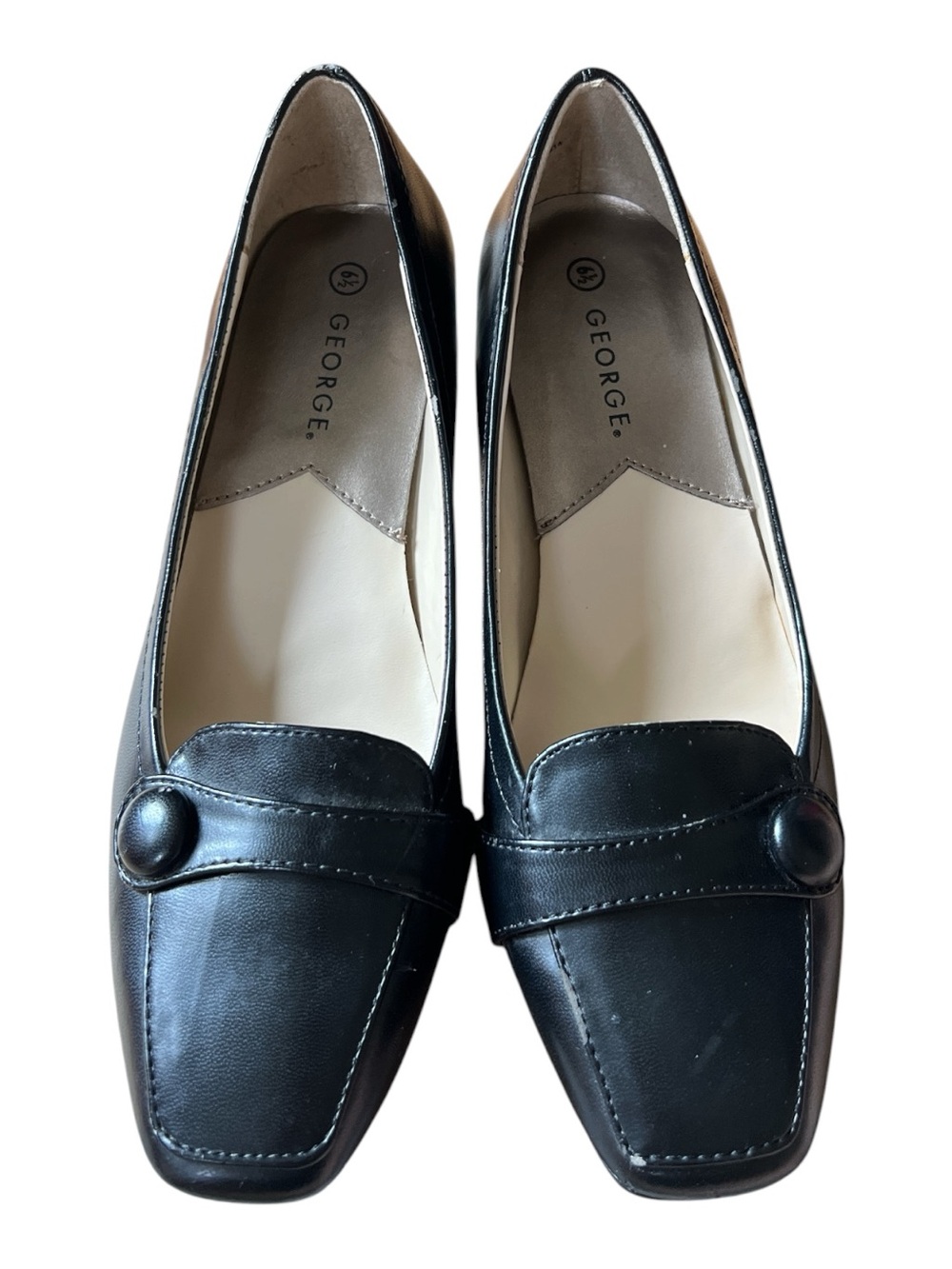 George Black Women's Loafers with Button Accent